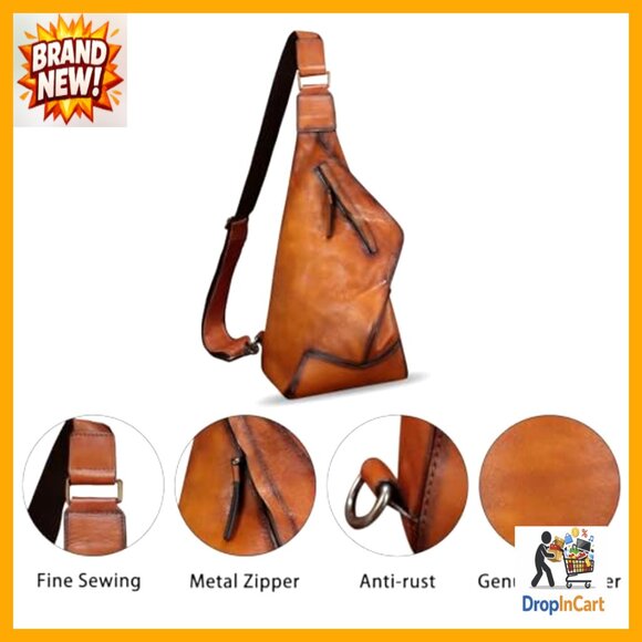 Vintage Genuine Leather Sling Backpack Daypack Crossbody Adjustable Strap main image 6